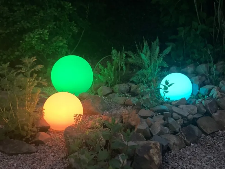 3er SET Garten Solarkugeln mit Fernbedienung dimmbar & RGBW Farbwechsel