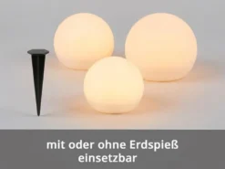 3er SET Garten Solarkugeln mit Fernbedienung dimmbar & RGBW Farbwechsel