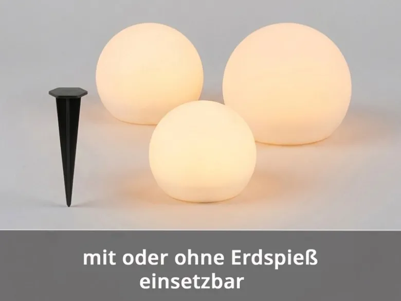 3er SET Garten Solarkugeln mit Fernbedienung dimmbar & RGBW Farbwechsel
