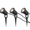 3-er SET Gartenstrahler mit Erdspieß, Anschlusskabel, Stecker & GU10 LED