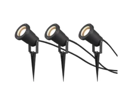 3-er SET Gartenstrahler mit Erdspieß, Anschlusskabel, Stecker & GU10 LED