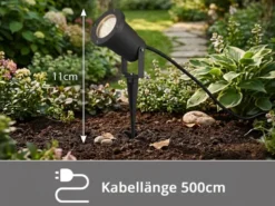 3-er SET Gartenstrahler mit Erdspieß, Anschlusskabel, Stecker & GU10 LED