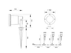 3-er SET Gartenstrahler mit Erdspieß, Anschlusskabel, Stecker & GU10 LED
