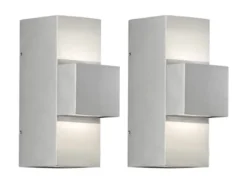 2er-Set graue Wandleuchten IMOLA, Up/Down-light, 9 Watt HP-LED, IP54