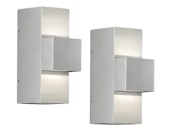 2er-Set graue Wandleuchten IMOLA, Up/Down-light, 9 Watt HP-LED, IP54