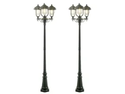 2er-Set grüne Gartenlaterne PARMA aus Aluminium, E27, IP43, H.: 218cm