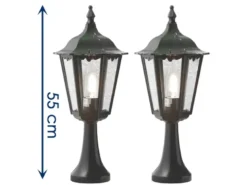 2er-Set grüne Sockelleuchte FIRENZE, E27, Aluminium, Höhe 55 cm