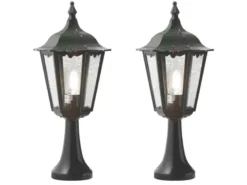 2er-Set grüne Sockelleuchte FIRENZE, E27, Aluminium, Höhe 55 cm