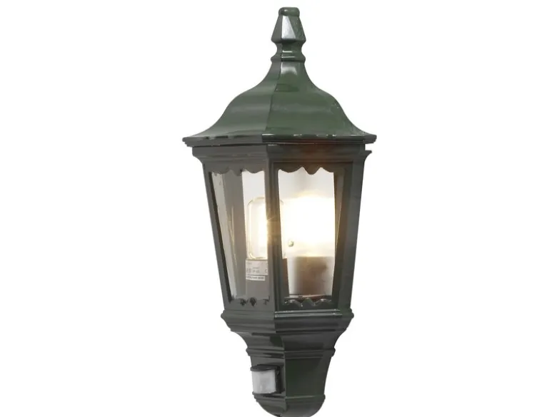 2er-Setgrüne Wandleuchte Halbschale mit Bewegungsmelder, FIRENZE, E27, Aluminium