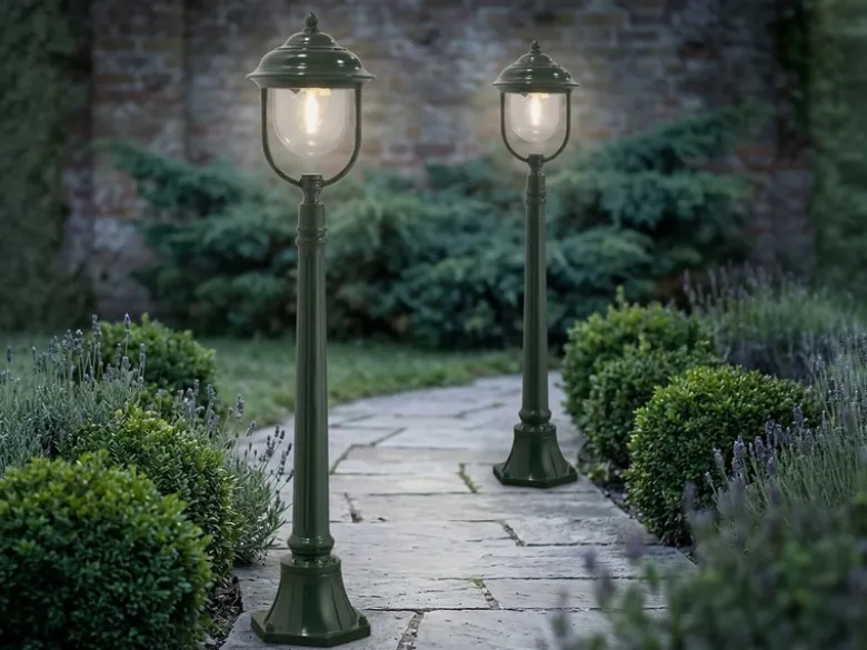 2er-Set grüne Wegeleuchten PARMA aus Aluminium, E27, IP43, H.: 118 cm