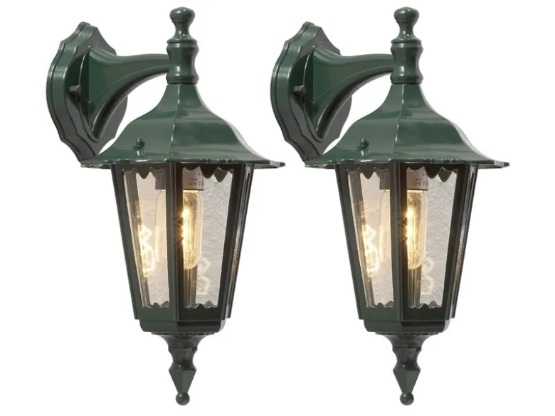 2er-Set hängende Wandleuchten FIRENZE, E27, Aluminium grün