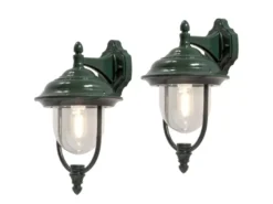 2er-Set hängende Wandleuchten PARMA, Aluminium grün, E27, IP43