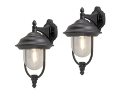 2er-Set hängende Wandleuchten PARMA, Aluminium schwarz, E27, IP43