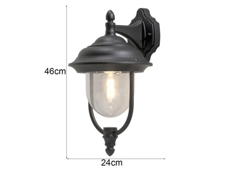 2er-Set hängende Wandleuchten PARMA, Aluminium schwarz, E27, IP43