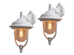 2er-Set hängende Wandleuchten PARMA, Aluminium weiß, E27, IP43