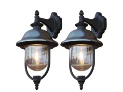 2er-Set hängende Wandleuchten PARMA, Edelstahl Lampendach, E27, IP43