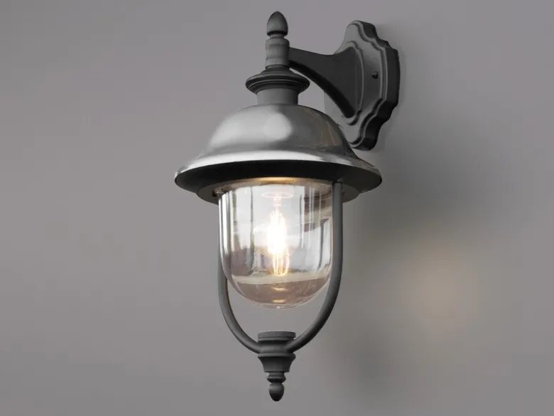 2er-Set hängende Wandleuchten PARMA, Edelstahl Lampendach, E27, IP43
