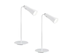 2er SET 3 in 1 LED Akku Tischleuchten mit Klemm- & Klebestation, Weiß H: 36cm