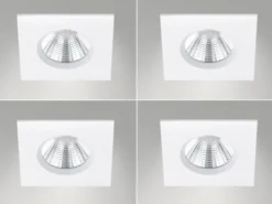 4er SET IP65 LED Deckeneinbaustrahler Weiß eckig, dimmbar, 8,5cm