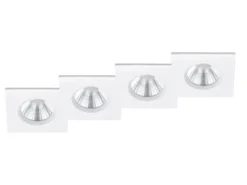 4er SET IP65 LED Deckeneinbaustrahler Weiß eckig, dimmbar, 8,5cm