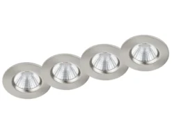 4er SET IP65 LED Deckeneinbaustrahler Silber matt rund, dimmbar, Ø 8,5cm