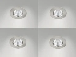 4er SET IP65 LED Deckeneinbaustrahler Silber matt rund, dimmbar, Ø 8,5cm