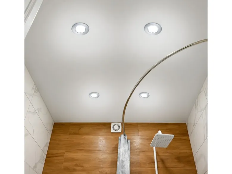 4er SET IP65 LED Deckeneinbaustrahler Silber matt rund, dimmbar, Ø 8,5cm