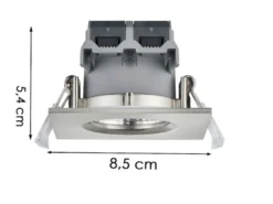 4er SET IP65 LED Deckeneinbaustrahler Silber matt eckig, dimmbar, 8,5cm