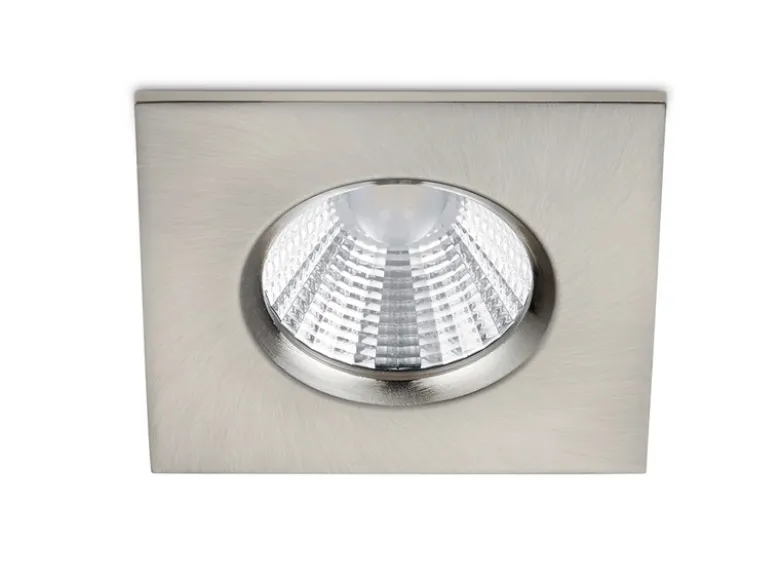 4er SET IP65 LED Deckeneinbaustrahler Silber matt eckig, dimmbar, 8,5cm