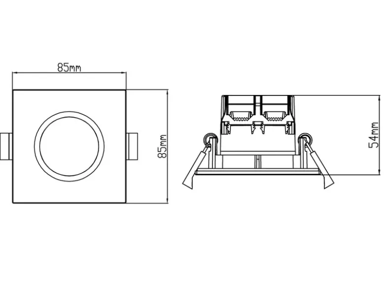4er SET IP65 LED Deckeneinbaustrahler Silber matt eckig, dimmbar, 8,5cm