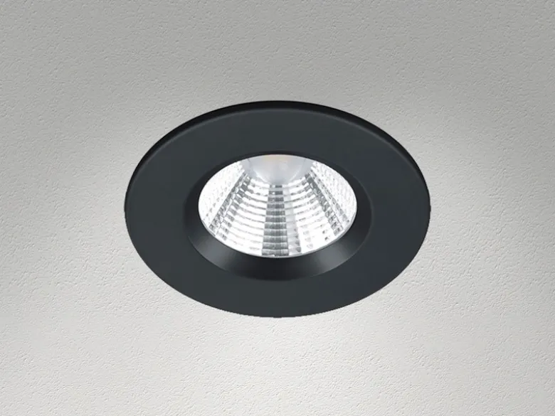 4er SET IP65 LED Deckeneinbaustrahler Schwarz rund, dimmbar, Ø 8,5cm