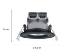 4er SET IP65 LED Deckeneinbaustrahler Schwarz rund, dimmbar, Ø 8,5cm