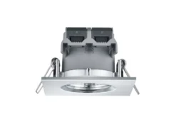 4er SET IP65 LED Deckeneinbaustrahler Silber Chrom eckig, dimmbar, 8,5cm