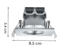 4er SET IP65 LED Deckeneinbaustrahler Silber Chrom eckig, dimmbar, 8,5cm