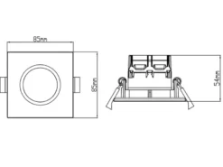 4er SET IP65 LED Deckeneinbaustrahler Schwarz eckig, dimmbar, 8,5cm