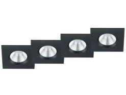 4er SET IP65 LED Deckeneinbaustrahler Schwarz eckig, dimmbar, 8,5cm