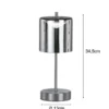 2er SET kabellose Tischlampen Silber / Rauchglas dimmbar, Höhe 34,5cm
