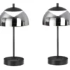 2er SET kabellose Tischlampen Schwarz / Rauchglas dimmbar, Höhe 35cm