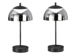 2er SET kabellose Tischlampen Schwarz / Rauchglas dimmbar, Höhe 35cm