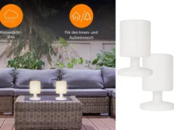 2er SET kleine Akku LED Tischleuchten Outdoor, dimmbar Höhe 25,5cm