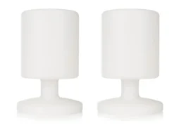 2er SET kleine Akku LED Tischleuchten Outdoor, dimmbar Höhe 25,5cm