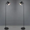 2er SET kleine Akku Stehlampen kabellos - dimmbar, Metall Schwarz, Höhe 125cm