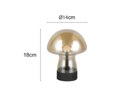 2er SET kleine Akku Tischleuchten aus Glas Bernsteinfarben, Höhe 18cm