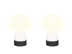 2er SET kleine Akku Tischleuchten aus Glas Weiß satiniert, Höhe 18cm