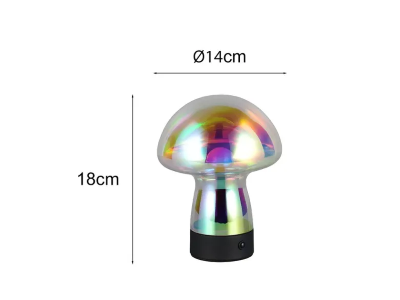 2er SET kleine Akku Tischleuchten aus irisierendem Glas, Höhe 18cm