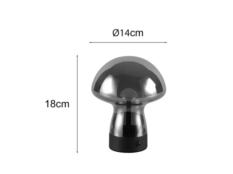 2er SET kleine Akku Tischleuchten aus Rauchglas, Höhe 18cm
