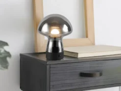 2er SET kleine Akku Tischleuchten aus Rauchglas, Höhe 18cm
