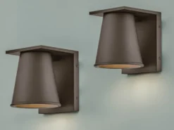 2er SET kleine LED Außenwandleuchten Bronzefarbig Salzluft resistent Höhe 15,5cm