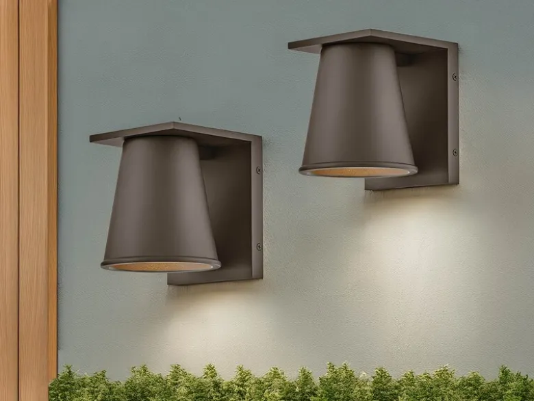 2er SET kleine LED Außenwandleuchten Bronzefarbig Salzluft resistent Höhe 15,5cm