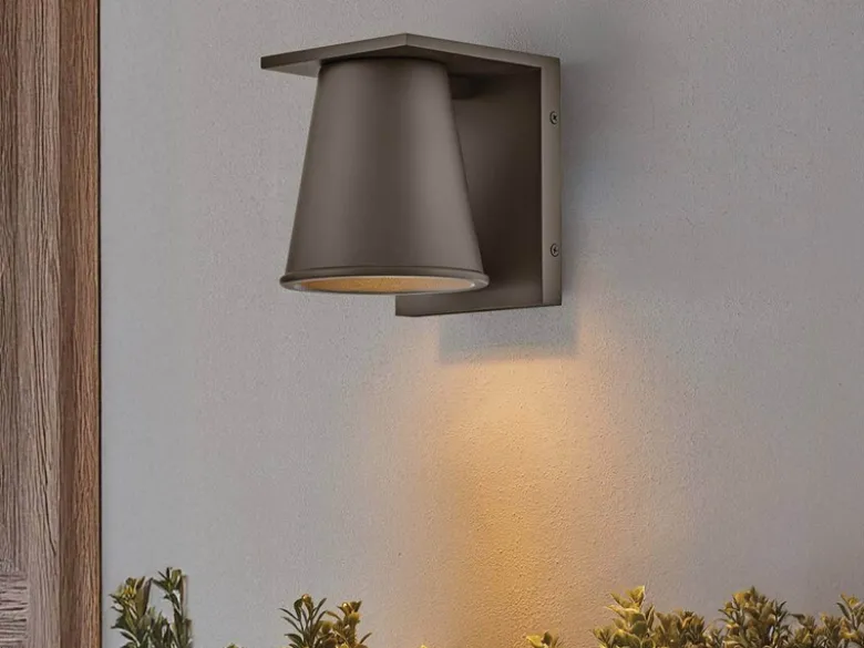 2er SET kleine LED Außenwandleuchten Bronzefarbig Salzluft resistent Höhe 15,5cm